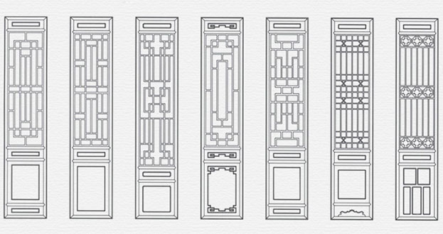 吴江常用中式仿古花窗图案隔断设计图